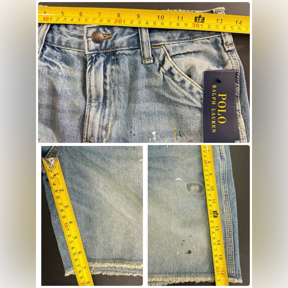 NWT POLO Ralph Lauren Boys Paint-Print Denim Carpenter Short Size 14 - Picture 11 of 11